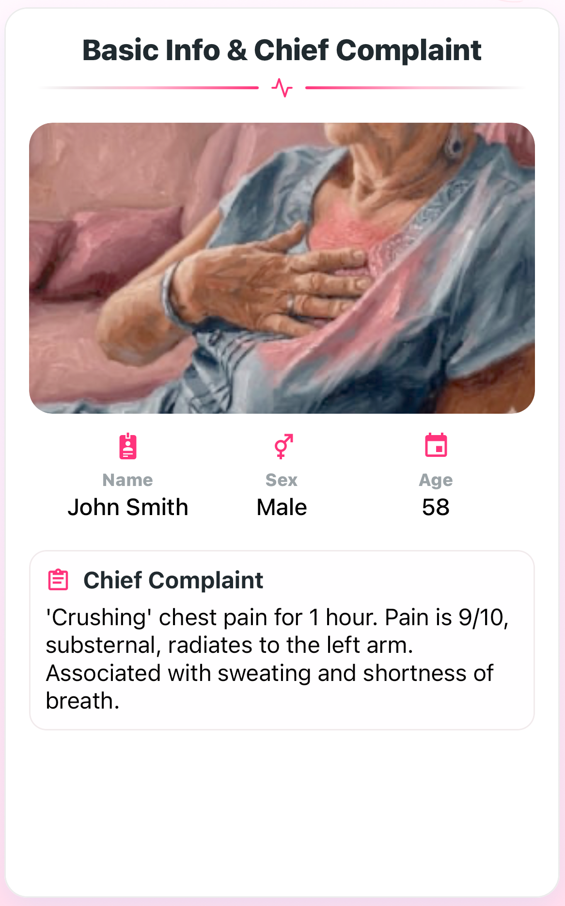 Diagnose It app - Basic Info & Chief Complaint screen